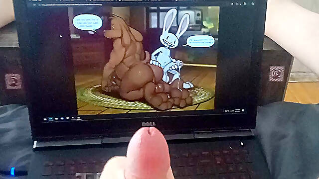 Gooning to Sam and Max Yiffing - SLOW MO CUMSHOT