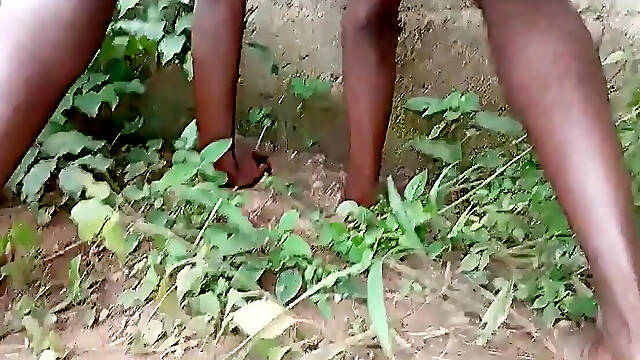 Black Men Barebaking Outdoors