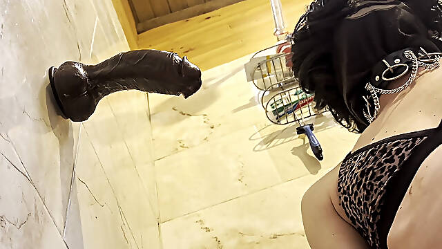 Sissy boy fucks his ass with big dildo