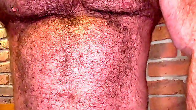 Muscle Gay Bear Winter Wank - Cock Ring Stroking &amp; Big Balls Cumshot