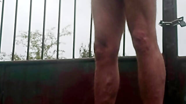 Outside mastrubation in rain