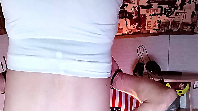 Pulling on panties