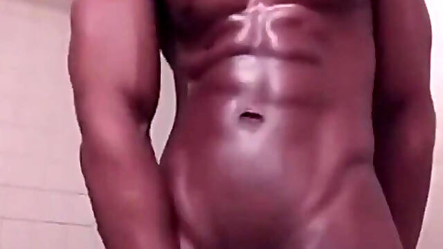 Stroking swinging my big black cock cumming hard