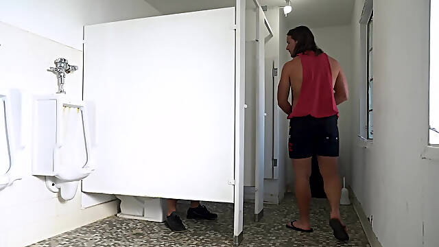 Dakota Payne blows random guys through bathroom glory hole - Falcon studios