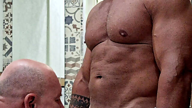 Mr Guru Get Sucked off. Bodybuilder Stepdaddy After Work