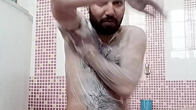 Indian Desi Man Enjoy Morning Shawer with Friends