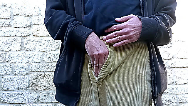 Big Uncut Cock Creamy Cum Outdoor Edging Wearing Cords