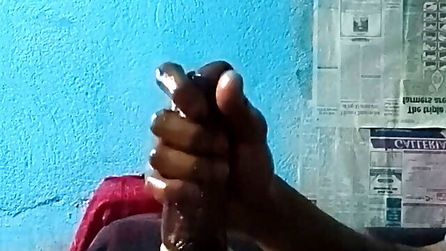 Big black cock oil jerking roughly