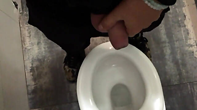 Fat Cock with Fat Balls Pissing at the Shopping Mall