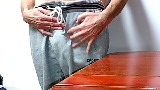 Big Uncut Cock Wanking, Edging, Close up Creamy Cum on Desk - Rockard Daddy