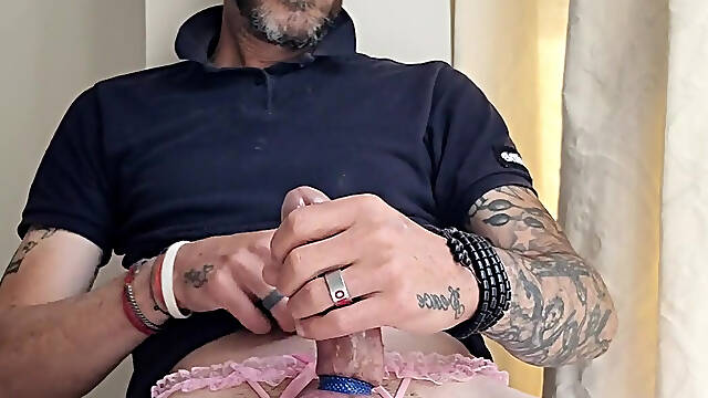 Pink Panties Cock Spanking