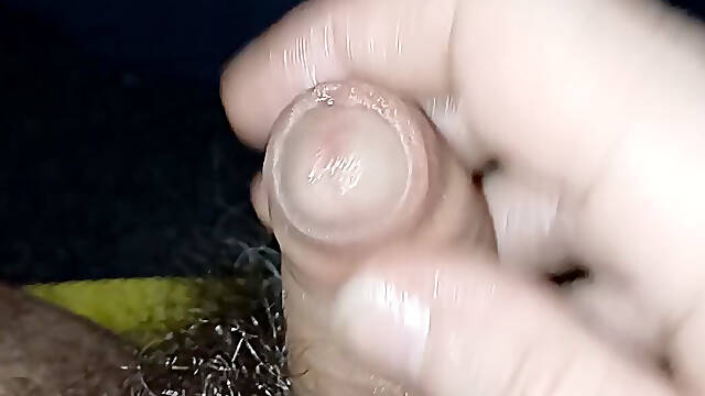 Close Up Cum In Hand Small Soft Uncut Cock