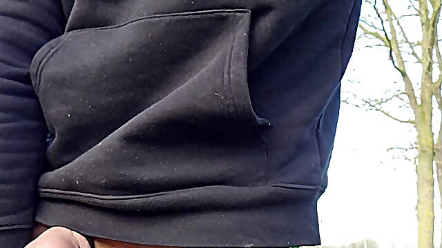 Skinny boy risky pissing in public while wearing his new Vibro-Ring. Huge pissing outdoor