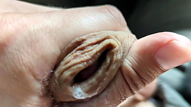 Playing with Lots of Precum Dripping Out of My Horny Dick with Moans and Cumshot