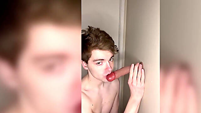 Cock Hungry Twink Slobbers on Giant Dildo!