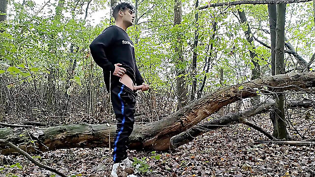 Intense Masturbation - 2 Cumshots, Second Cumshot Bigger Than First - Rainy Day Cum in Forest