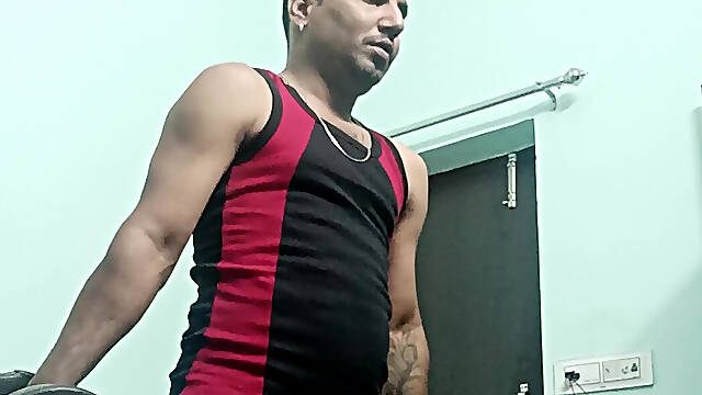 Indian desi man enjoy nude exercise and masterbation show with neighbour