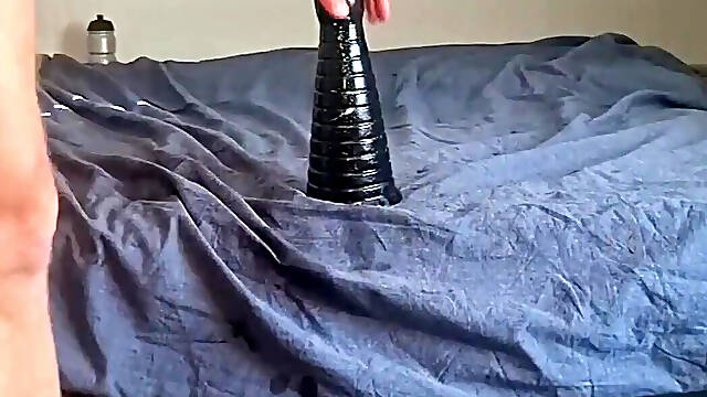 Solo Gay Twink Takes Huge Pyramid Dildo - Extreme Anal Stretching