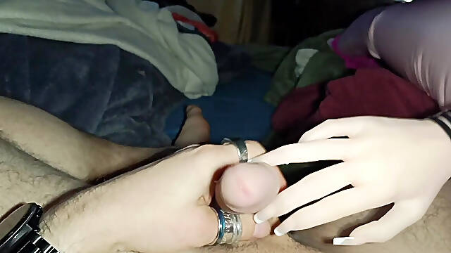 Handjob From a Doll with a French Manicure