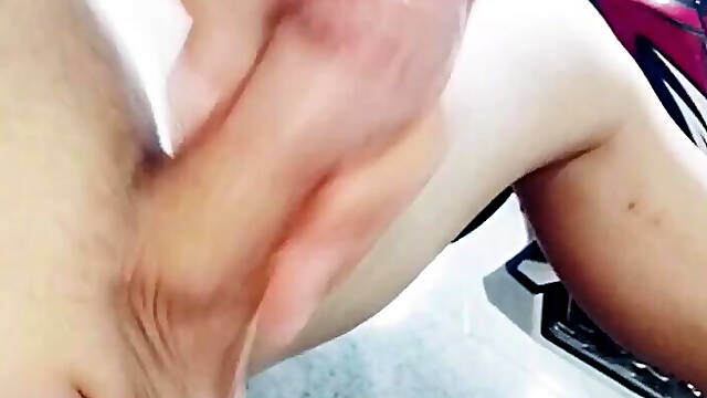 The young man masturbated.