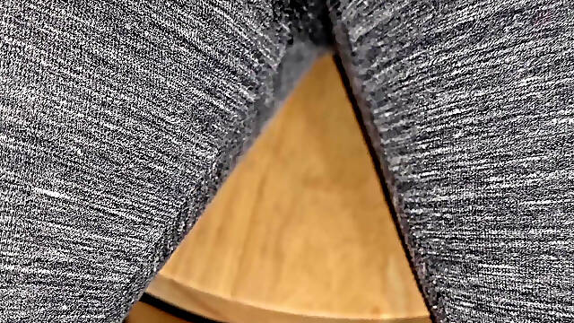 Gray leggings sitting on stool