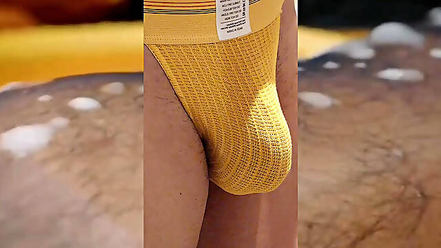 Yellow jockstrap bulge