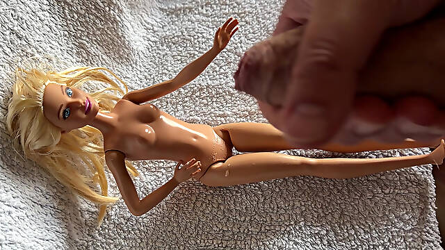 Cumshot Compilation: Jizz on Blonde Barbie Doll