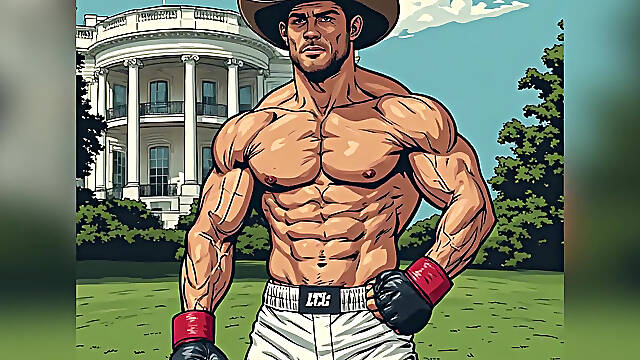 Muscular Fighters at White House (ai Art)