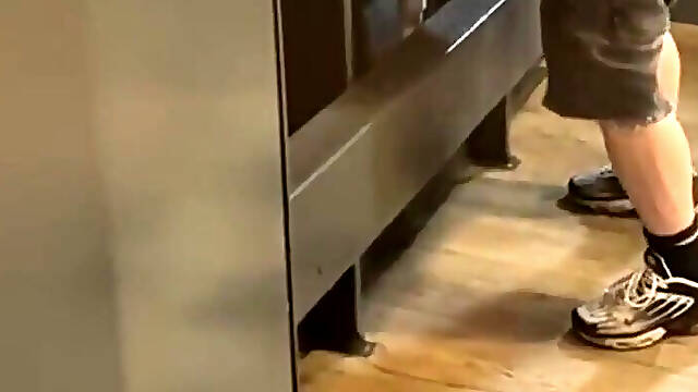Amateur Guy Caught in Public Urinal (he Cant Pee so He Prefers to Jerk off)