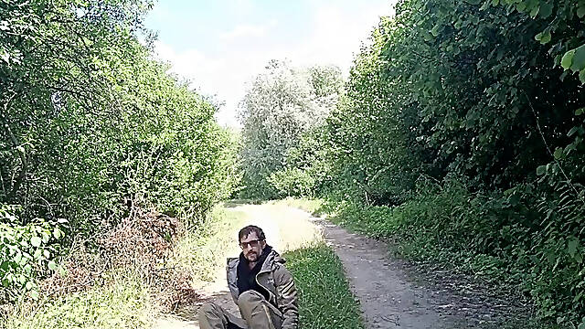 Risky Cock Jerking on an Abandoned Field Risky Solo Outdoors