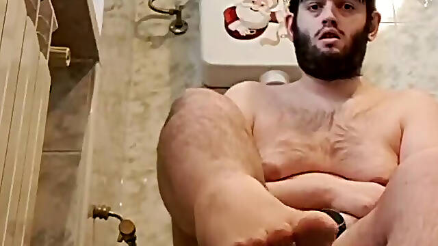 Barefoot on the toilet