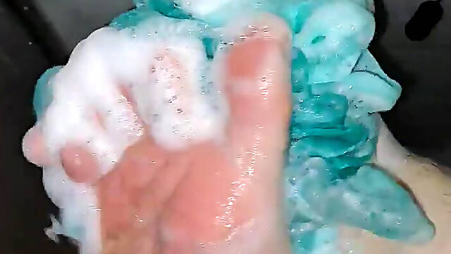 They soap my feet in the shower