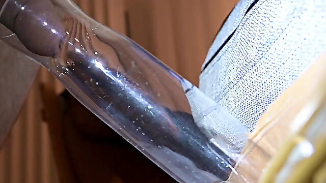 Vacuum suck ropes of cum from guys cock