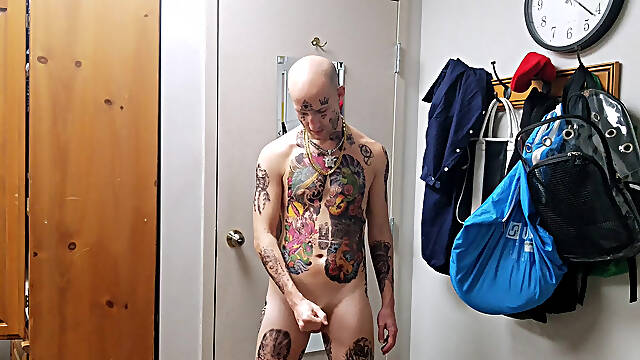 Face Tatted Dildo Fucking