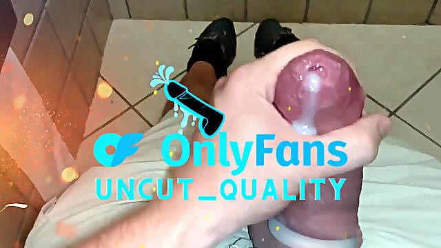 Precum on Wet Uncut Tight Foreskin