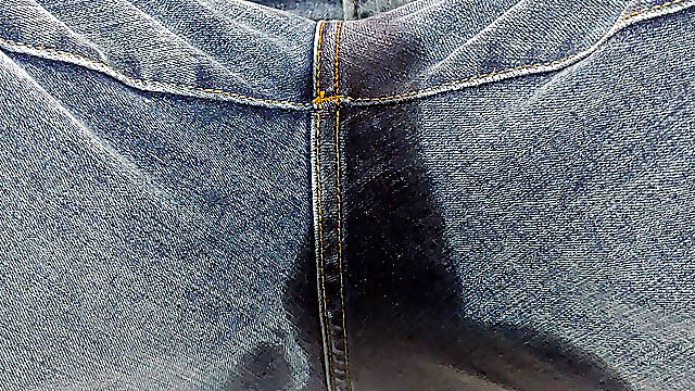 Bluejeans Pee Desperation in the Tub 2 Angles Close up