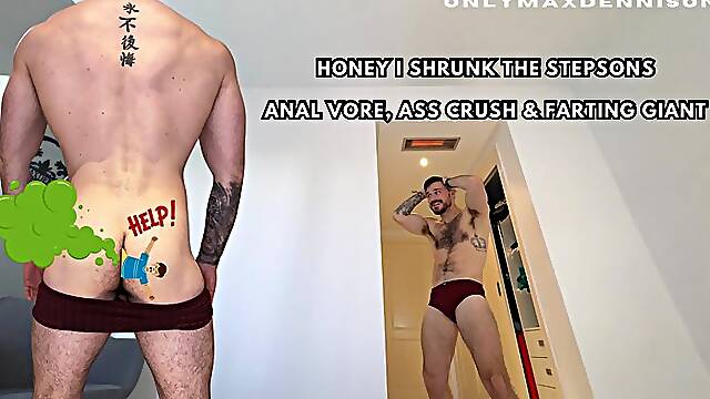 Honey I shrunk the stepsons, anal vore, ass crush & farting giant