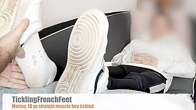 Marius, 18 yo muscle straight boy first tickle session (mobile)