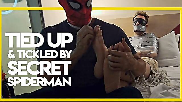 Bound & tickled by a secret Spiderman (1080p) Tickling - Gay Bondage - Gay Domination - Foot Fetish - BDSM