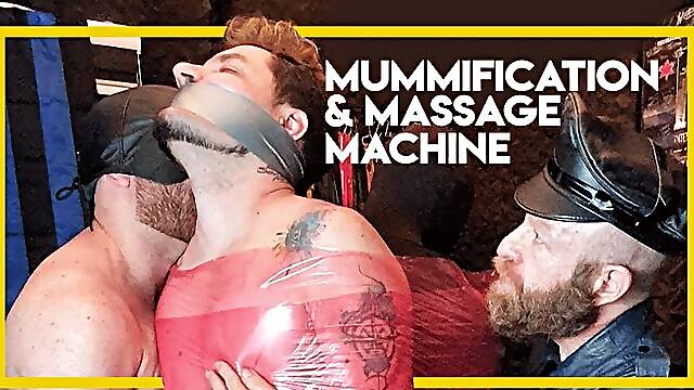 Mumification and Massage Machine (1080p) - Gay Bondage - BDSM - Gay Domination - Mummified - Male Domination - Leather