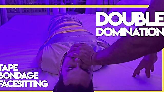 Double Domination & Facesitting (1080) Gay Bondage - Gay Domination - Tape Bondage - Facesitting - Sneakers - BDSM