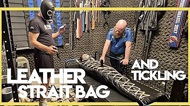 Straight Leather Sack + Tickling (1080p) Gay Bondage - Gay Domination - Leather - Tickling - Foot Fetish - Gas Mask - BDSM