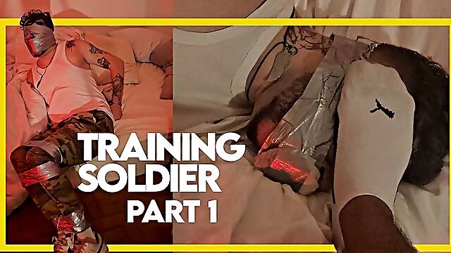 Training Soldier - Taped Up by a Soldier Friend - Part 1 (1080p) Gay Bondage - Gay Domination - Duct Tape - Military - Foot Fetish - Handcuffs - BDSM