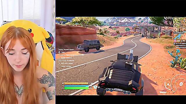Gorgeous redhead Twitch streamer with a Fortnite aura flaunts her beauty