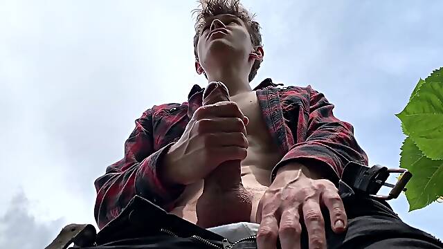 Risky cumshot compilation with a hot guy teasing himself to a powerful finish