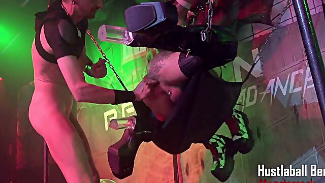 Archer Croft gets down and dirty at Hustlaball stage show with a big white cock