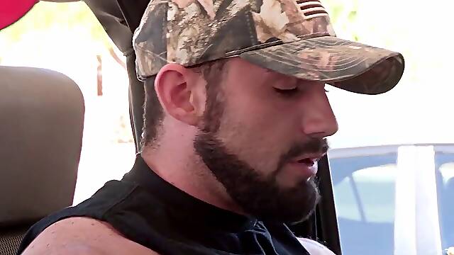 Buff tatted man gets facial
