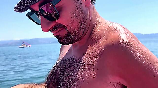 Public Exposure Risk Earl sneer demonstrating My man-meat On A Sea Pedal Boat