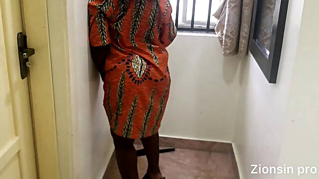 Thick Ebony African Pretty Slut Striptease in African Dress Before the Main Event